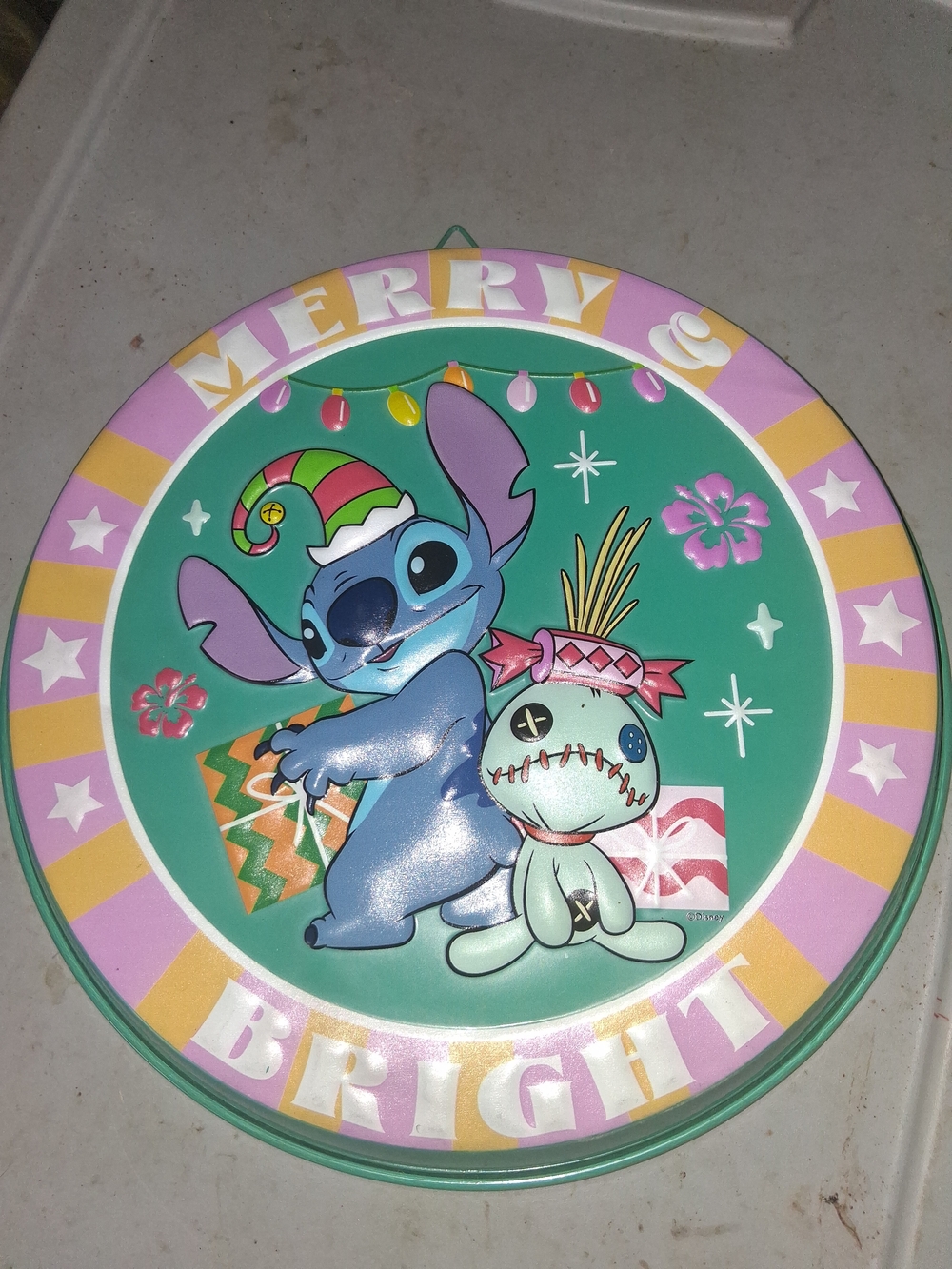 Disney Lilo & Stitch Merry & Bright Holiday Tin - Teal/Purple